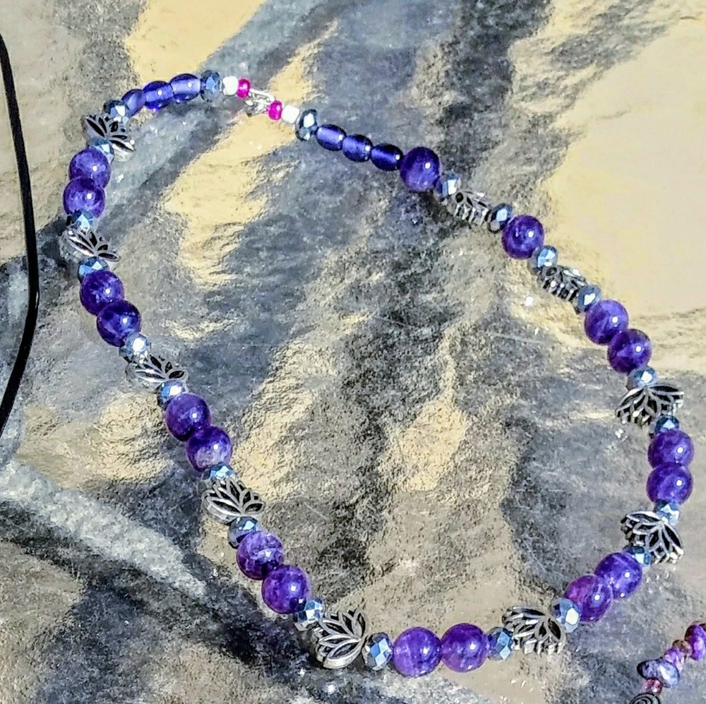 💜Amethyst & Lotus 🌸 Necklace